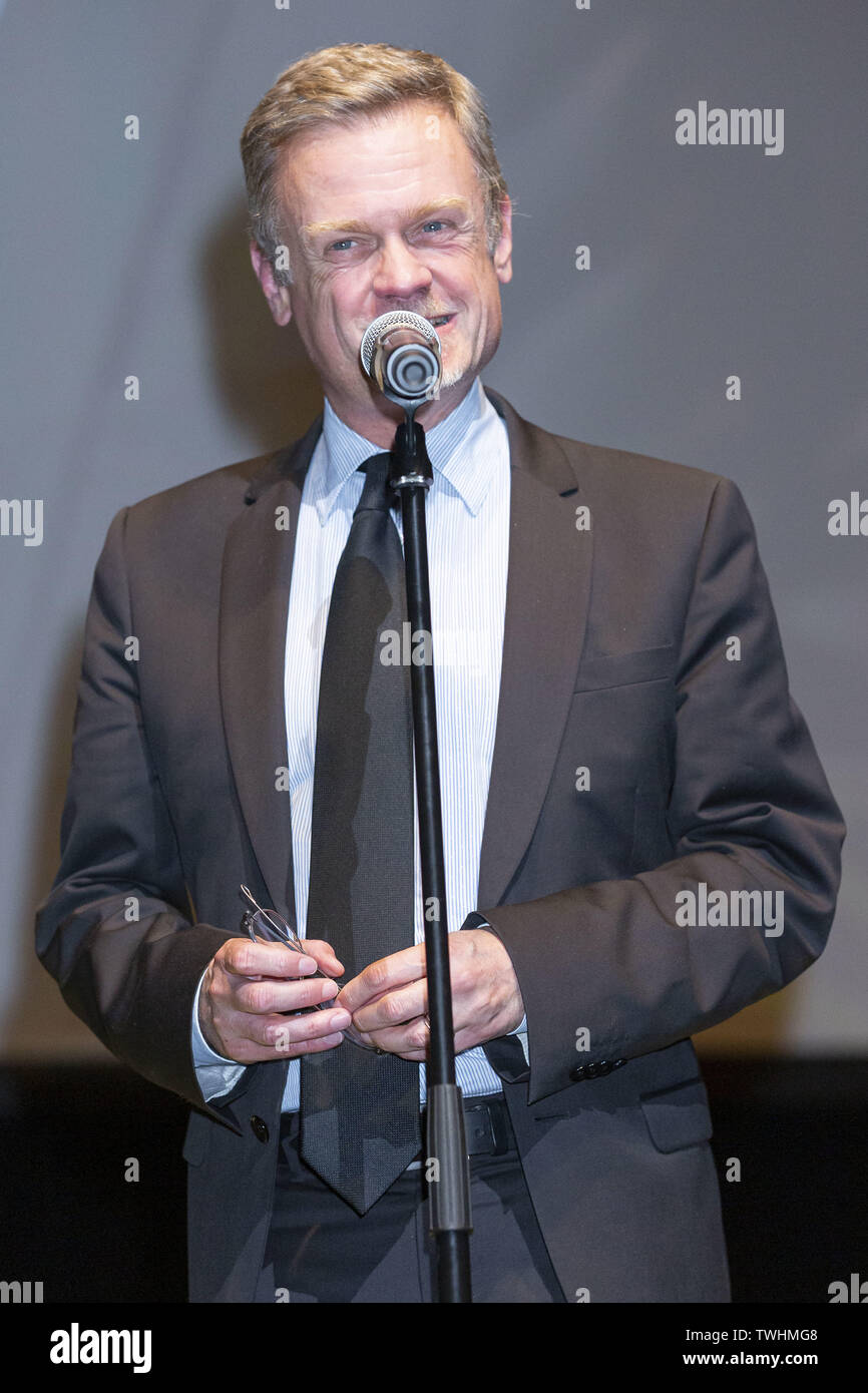 June 20, 2019 - Yokohama, Japan - Laurent Pic Ambassador of France to Japan speaks during the opening ceremony for the Festival du Film Francais au Japon 2019 at Yokohama Minato Mirai Hall. This year, 16 movies will be screened during the annual film festival which runs from June 20 to 23. (Credit Image: © Rodrigo Reyes Marin/ZUMA Wire) Stock Photo