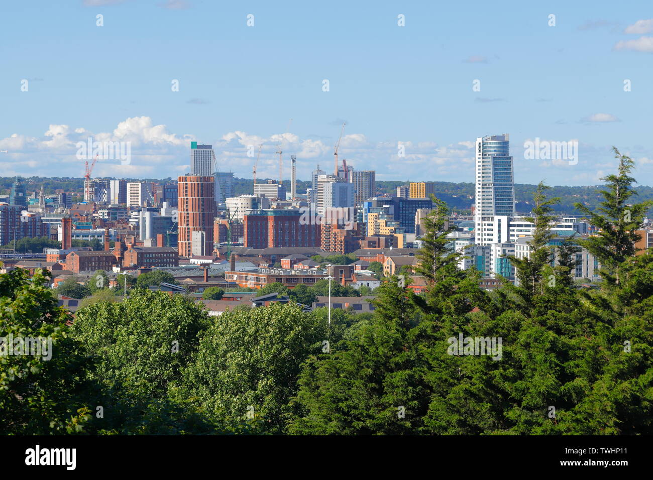 Leeds skyline from Beeston Hill Stock Photo Alamy
