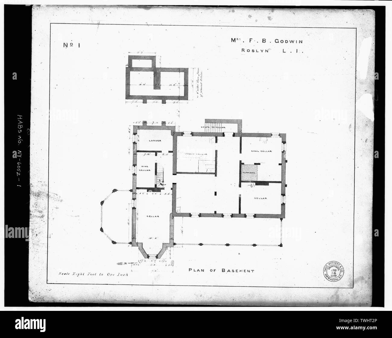 SHEET No. I, PLAN OF BASEMENT Montrose, Roslyn, Nassau County, NY