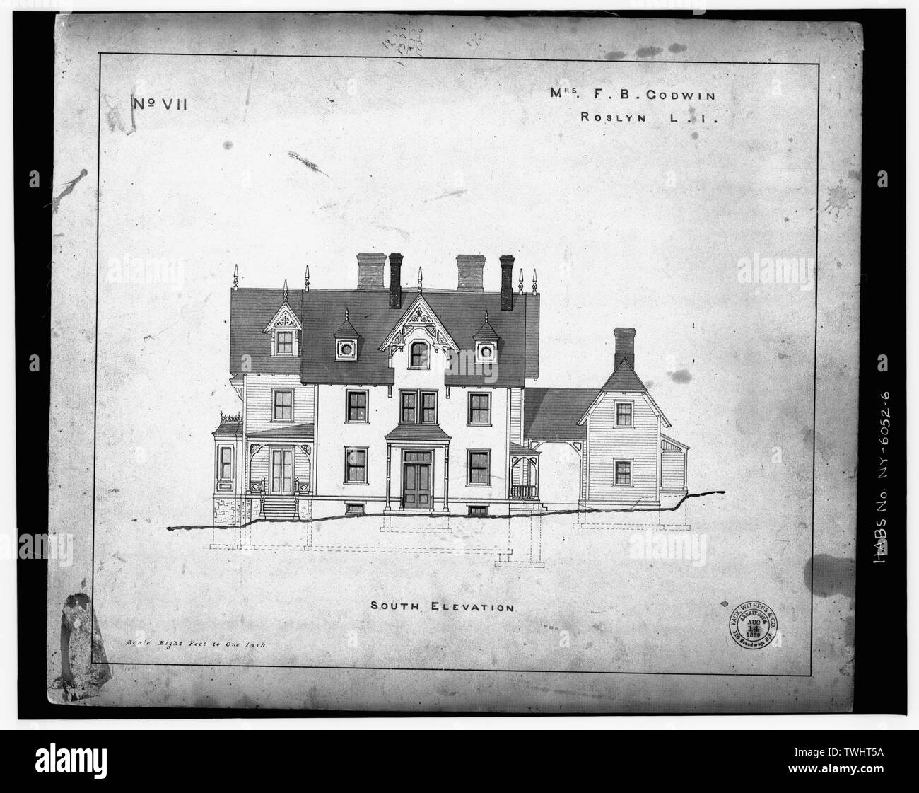 SHEET No. VII, SOUTH ELEVATION Montrose, Roslyn, Nassau County, NY Stock Photo Alamy