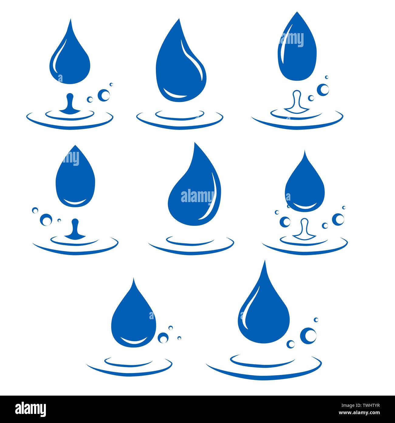 abstract set of blue water drop icons on white background Stock Vector ...
