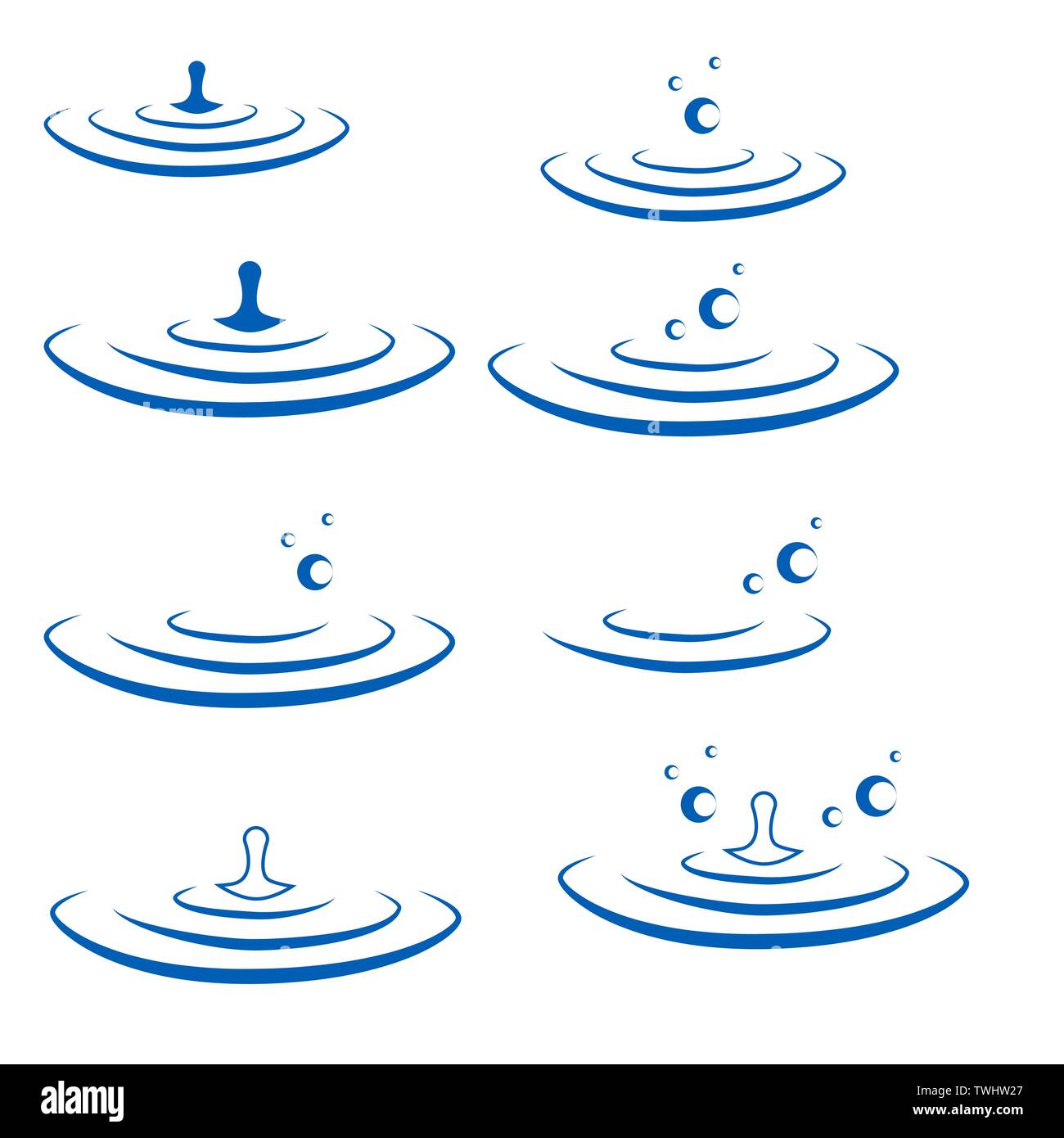 abstract set of blue water drop icons on white background Stock Vector ...