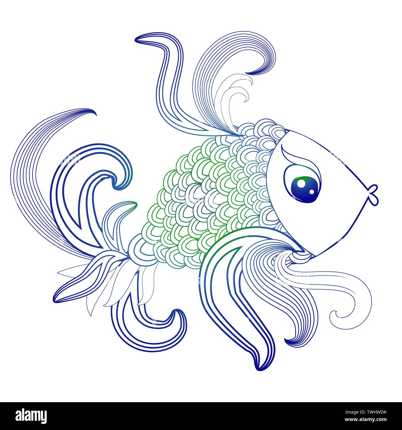 Fish As Element Hand drawn fish with elements of a flower ornament Stock Vector Image ...