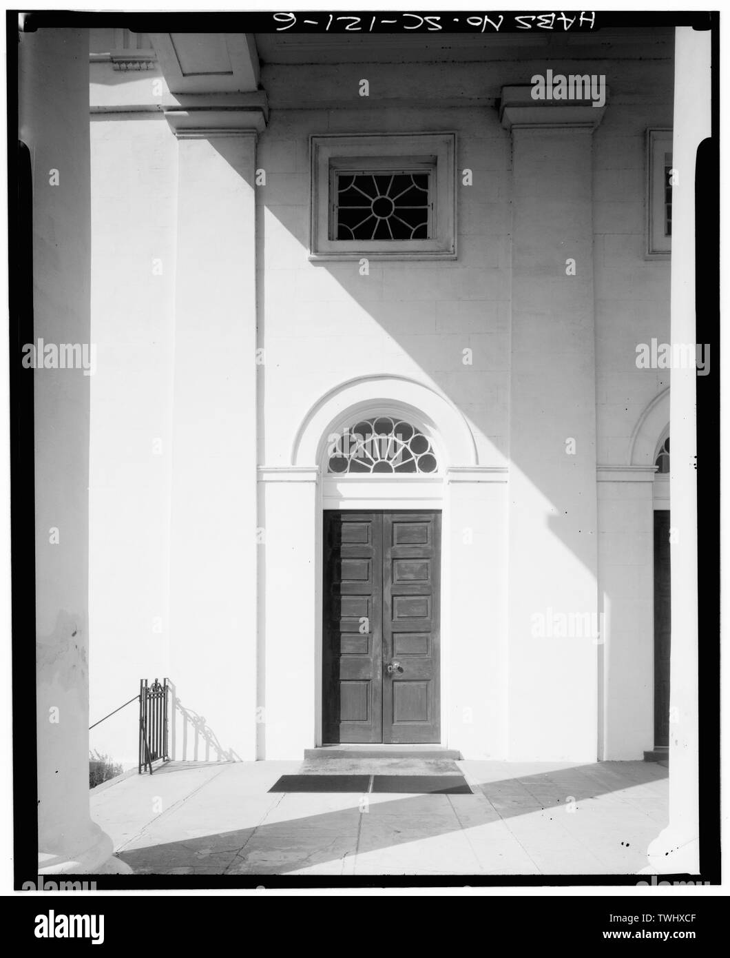 SIDE ENTRANCE, SOUTH END OF EAST (FRONT) ELEVATION. Center and north ...