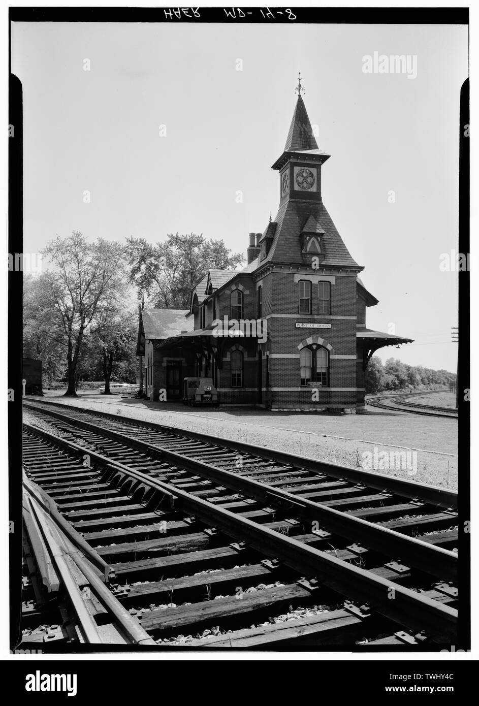 SIDE VIEW OF STATION, SHOWING RAILROAD TRACKS Baltimore and Ohio