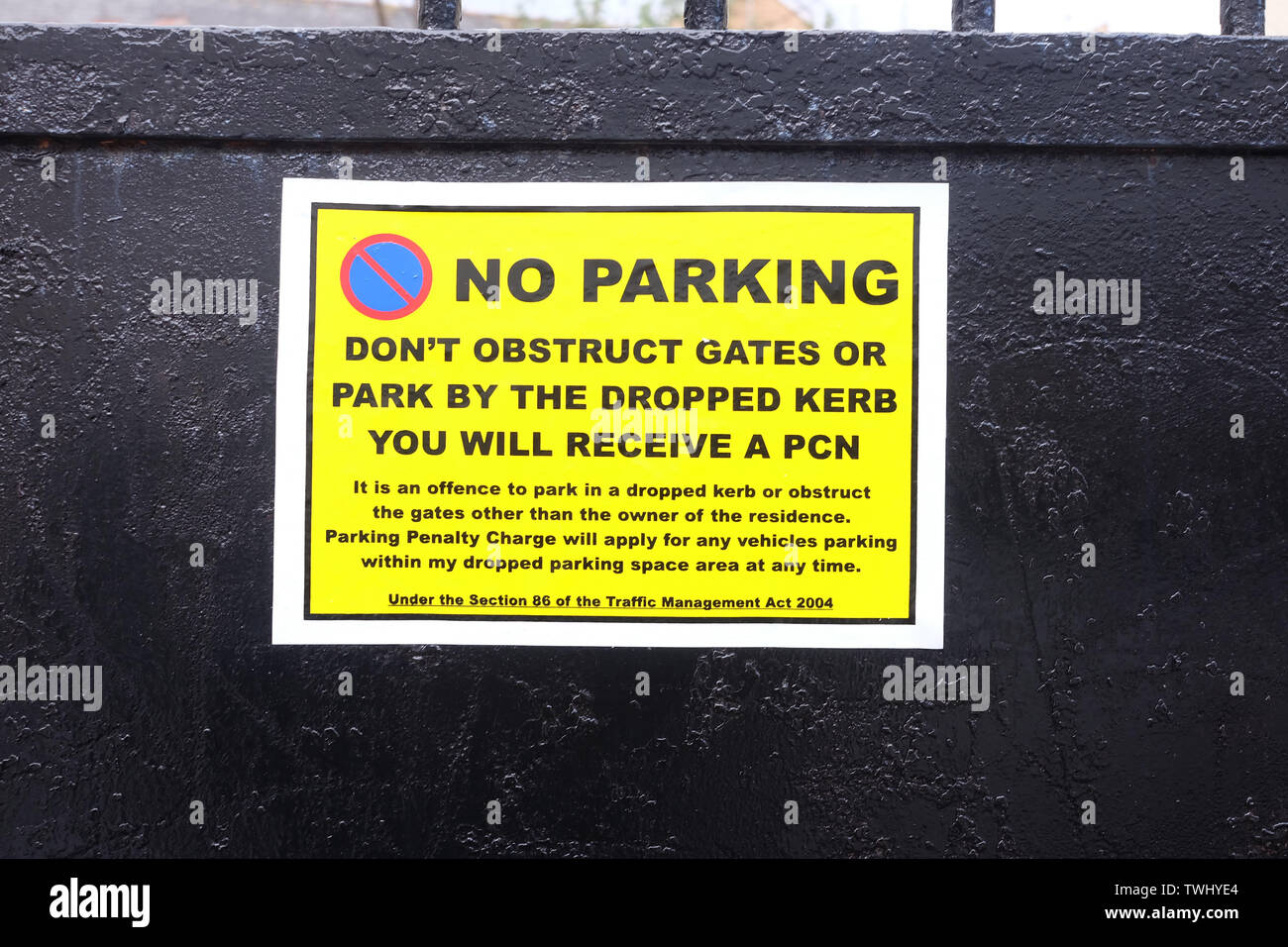 April 2019 - No parking restriction sign Stock Photo