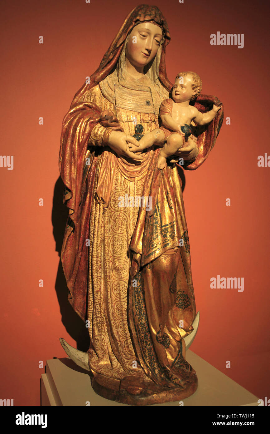 Spain; Andalusia; Seville; Museo de Bellas Artes, Virgen con Nino, by Roque de Balduque, Stock Photo