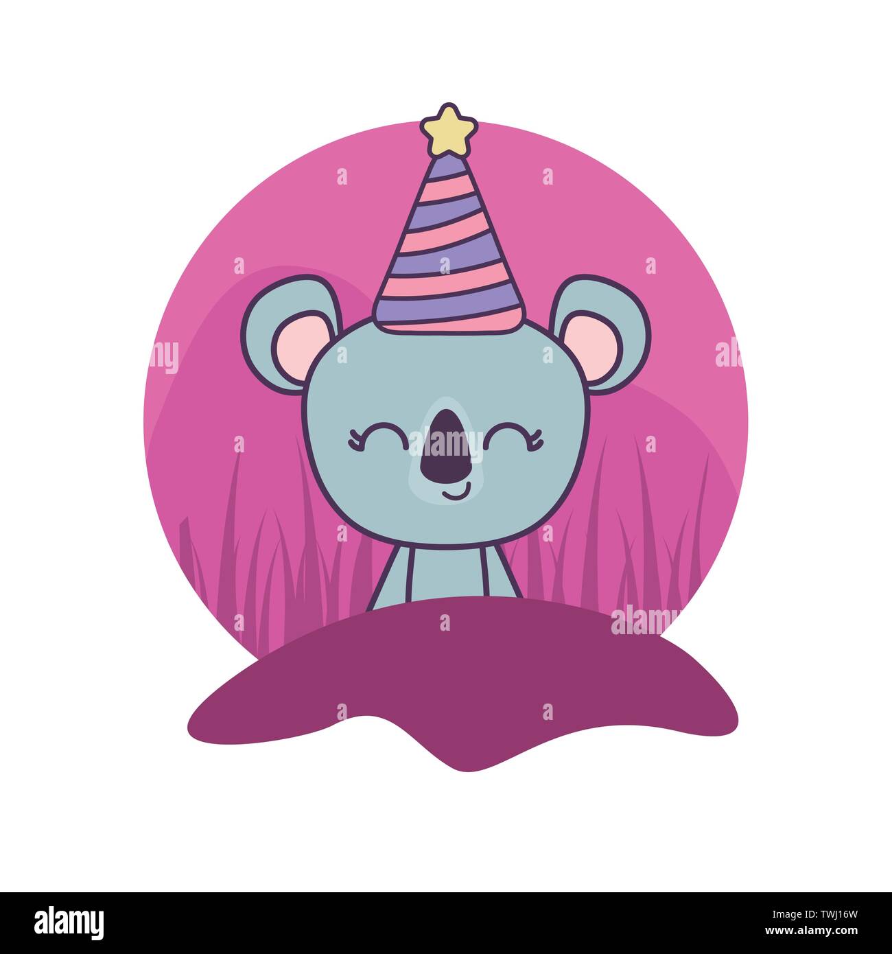 cute koala animal with hat party vector illustration design Stock ...