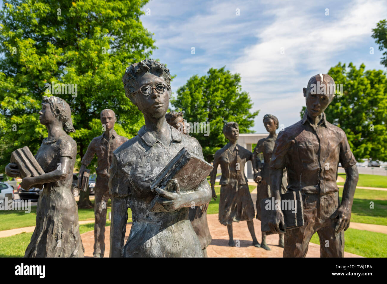 Little Rock, Arkansas - 'Testament,' a sculpture honoring the Little Rock Nine--black students who integrated Little Rock Central High School in 1957 Stock Photo