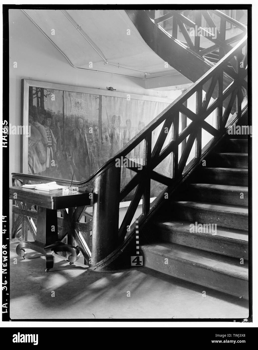 Second floor landing. June 1936. - The Cabildo, 711 Chartres Street, New Orleans, Orleans Parish, LA; Guillemard, Don Gilberto; y Rojas, Don Andres, Almonester; Surgi, Louis Stock Photo