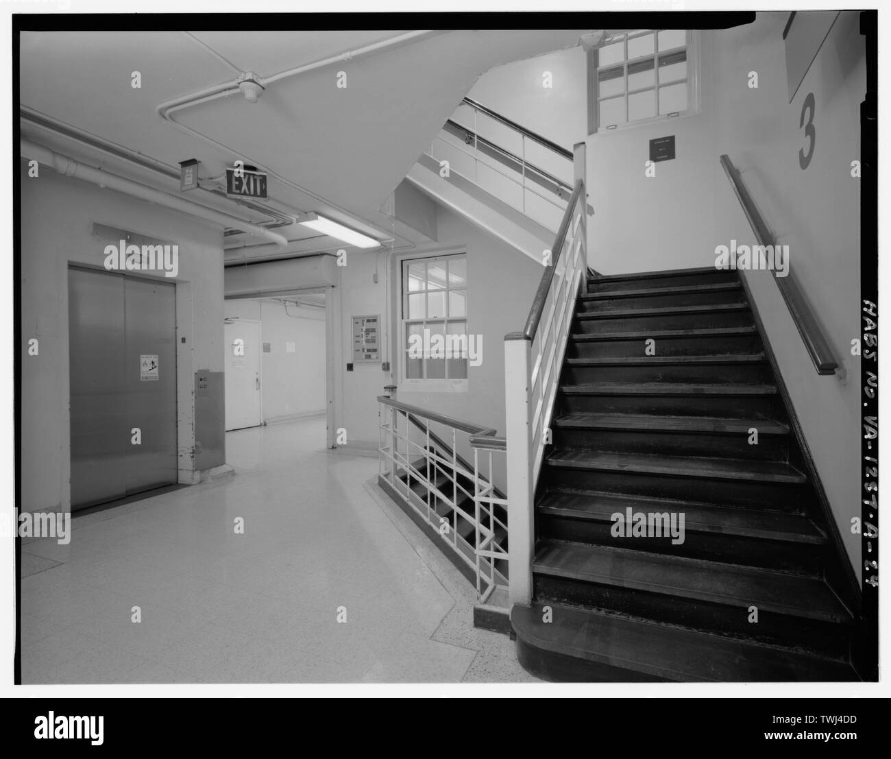 Second floor, junction of 1909 NW wing and 1941 NW wing, showing stair