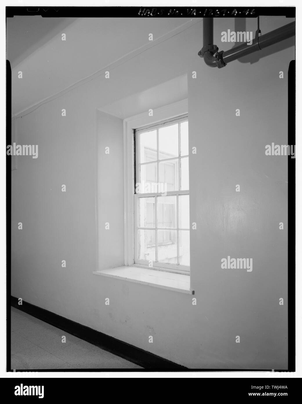 Second floor, typical window and surround at central corridor, view to south - Portsmouth Naval Hospital, Hospital Building, Rixey Place, bounded by Williamson Drive, Holcomb Road, and The Circle, Portsmouth, Portsmouth, VA Stock Photo