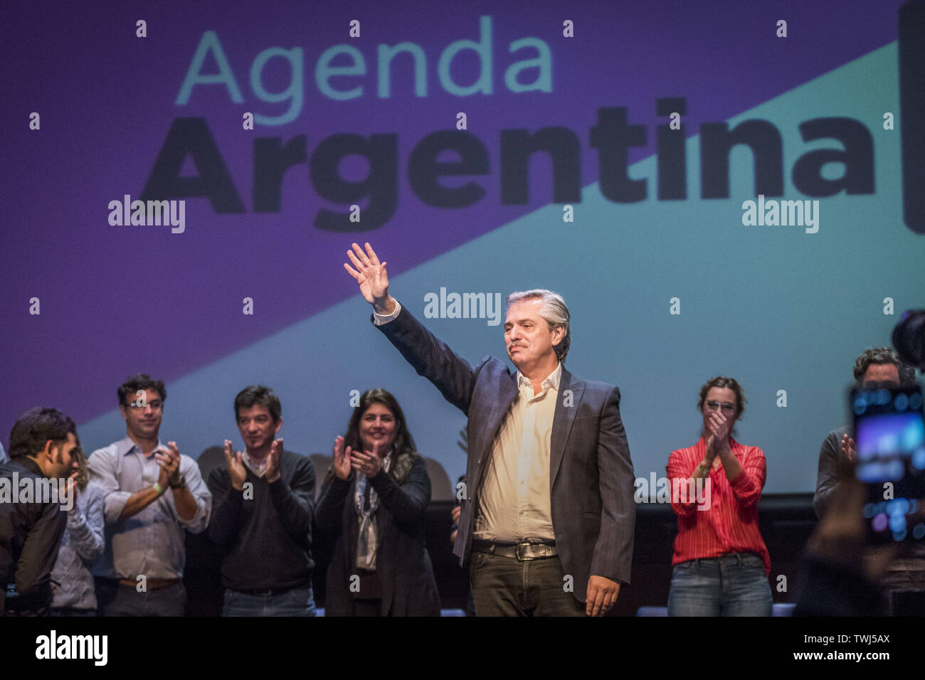 City Of Buenos Aires, City of Buenos Aires, Argentina. 15th June, 2019. WorldNews. INT.- June 15, 2019. City of Buenos Aires, Argentina.- Arhive picture. ALBERTO FERNANDEZ, president candidate in Argentina, at the Metropolitan University for Education and Work Credit: Julieta Ferrario/ZUMA Wire/Alamy Live News Stock Photo