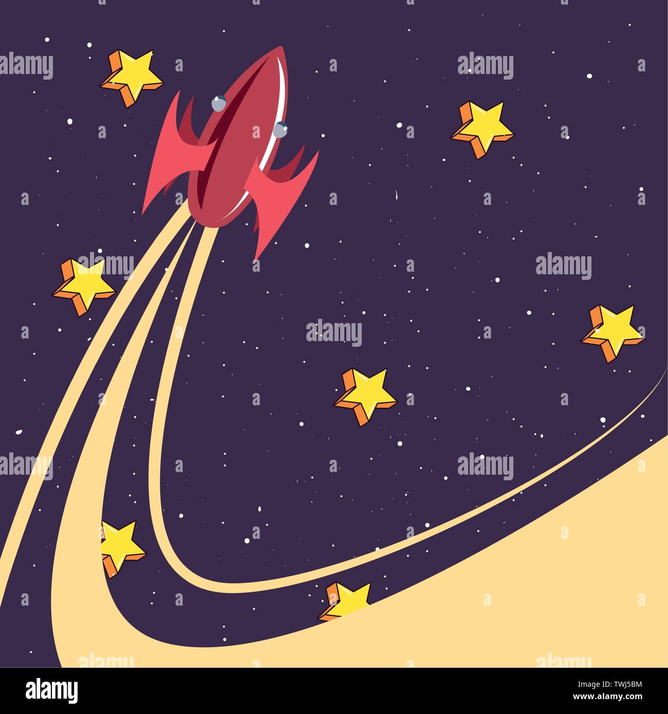 space ship rocket galaxy stars travel vector illustration Stock Vector ...
