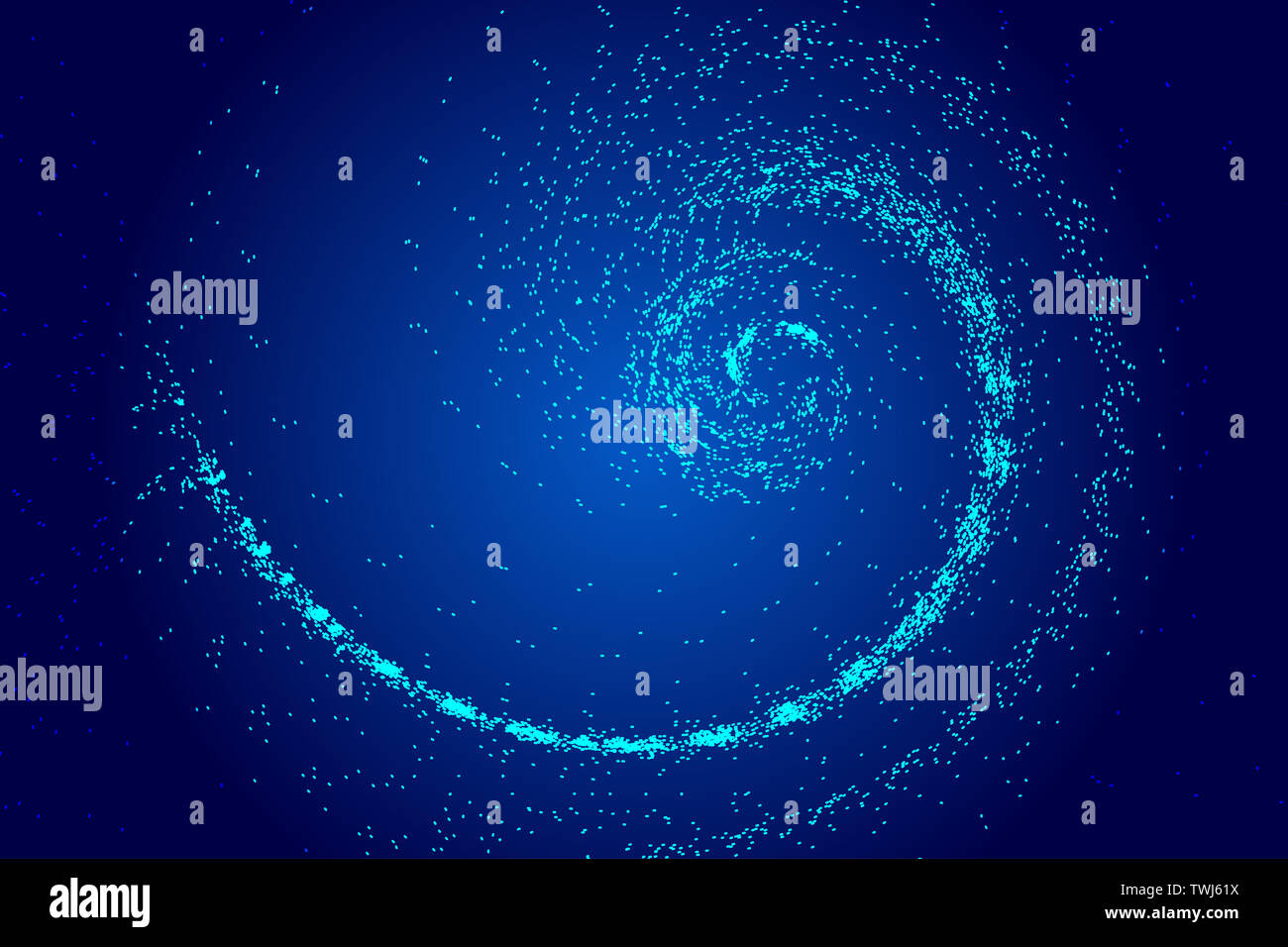 Dark blue cosmic vortex particle, network technology big data abstract ...