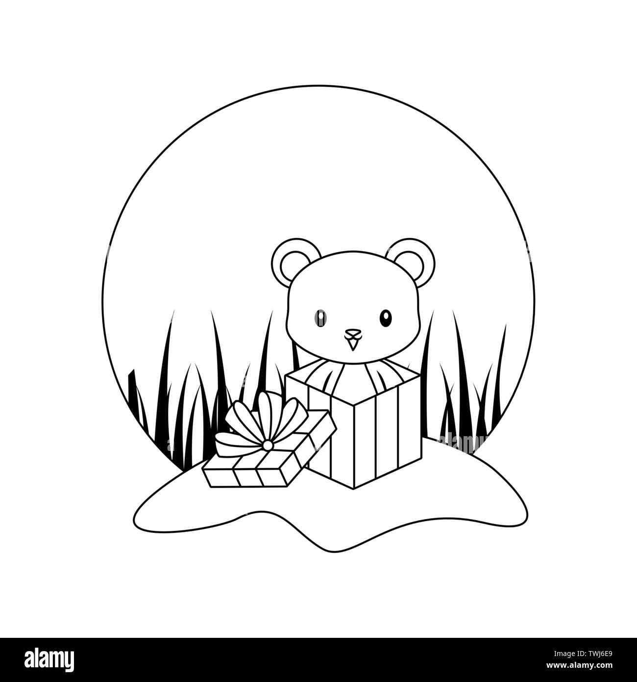 cute bear animal in gift box vector illustration design Stock Vector
