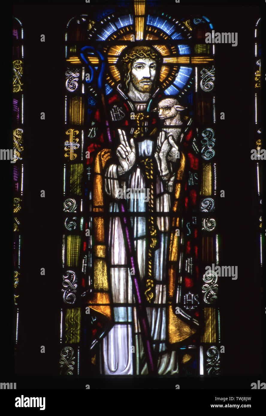 Stained glass window, Christ Ascended, St Andrew's, Weeley, Essex, UK