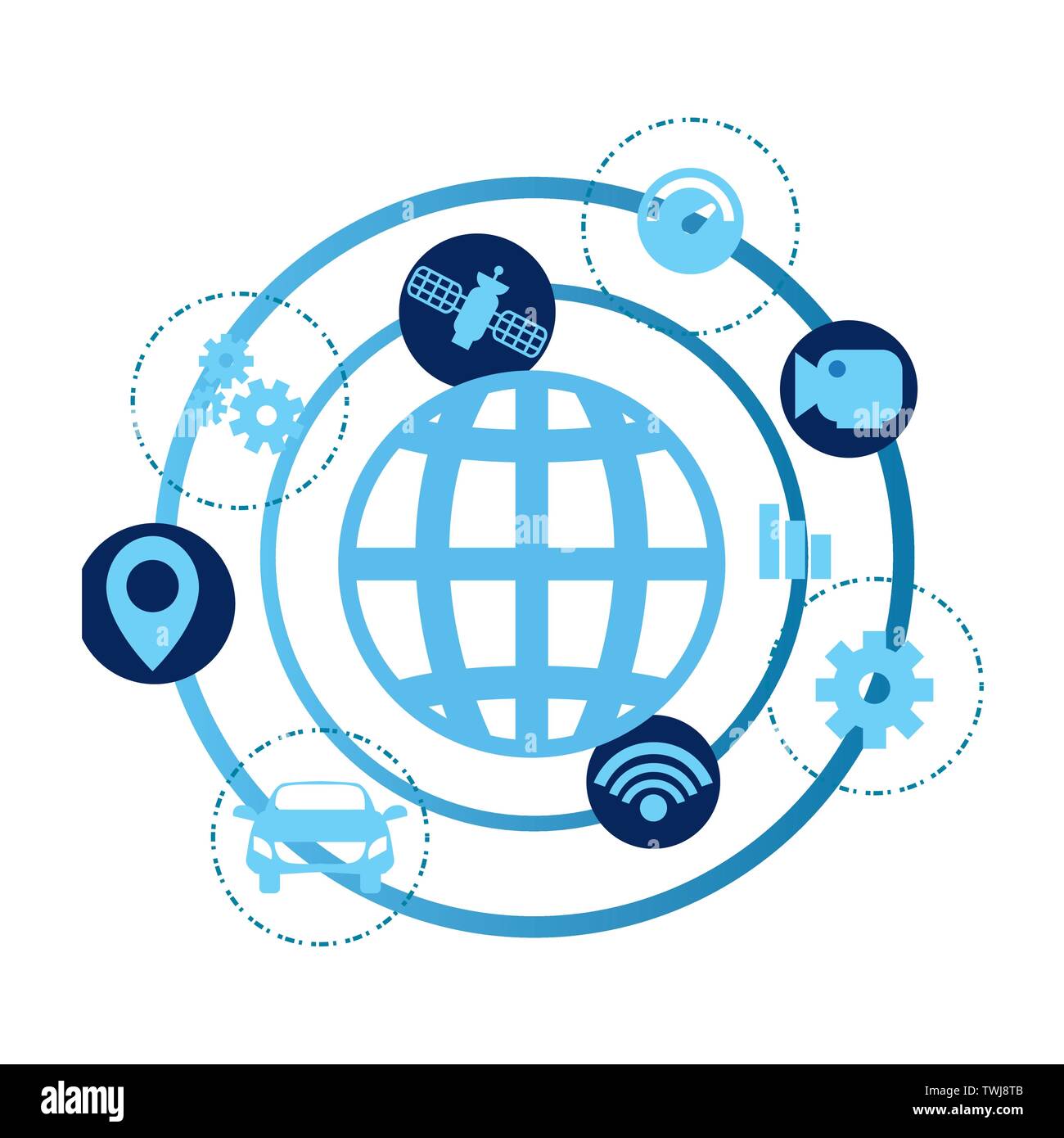 autonomous smart car world vector illustration design image Stock ...