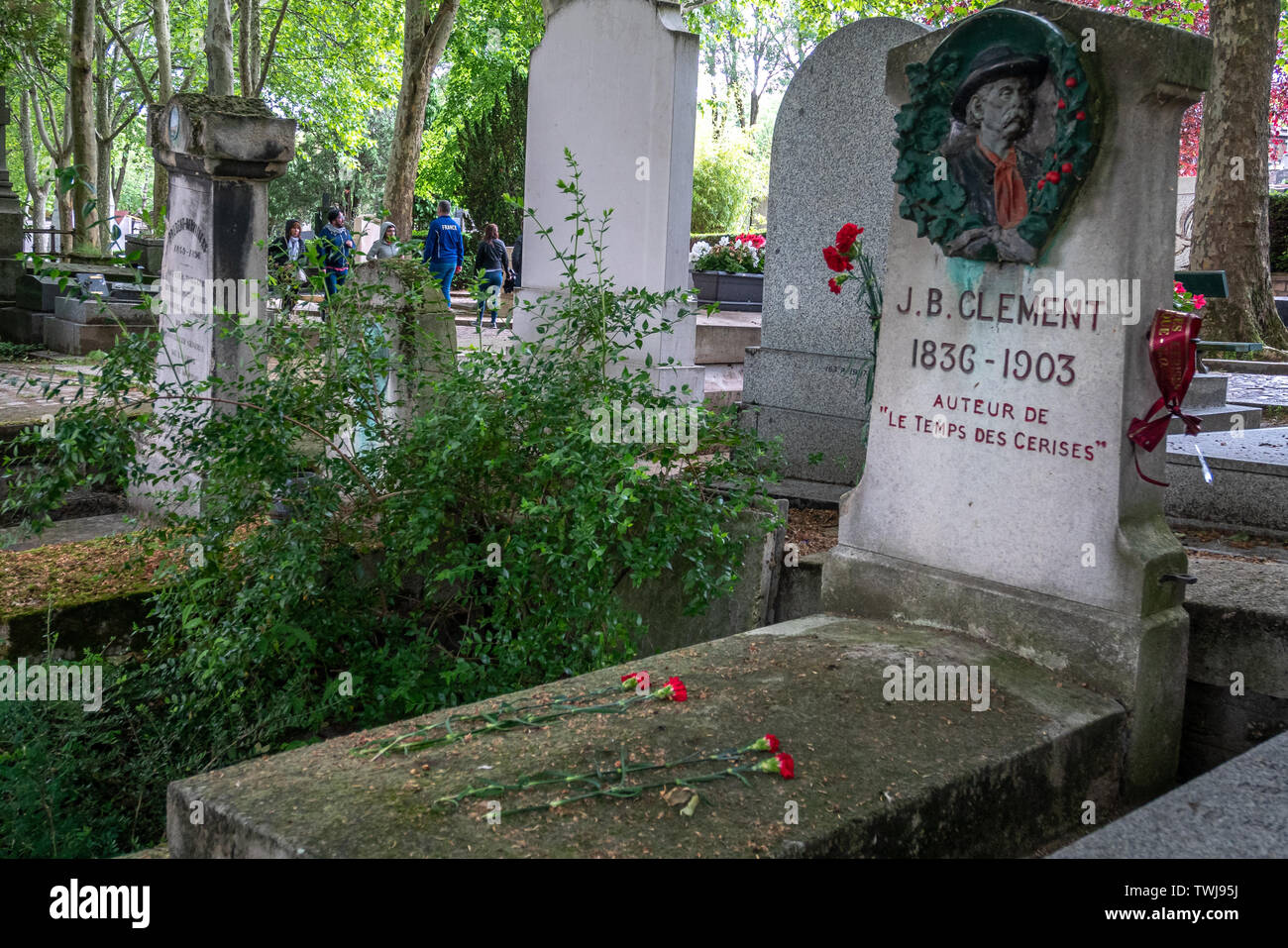Paris, France - May 28, 2019: Jean Baptiste Clement tomb at the Pére Lachaise cemetery. Stock Photo