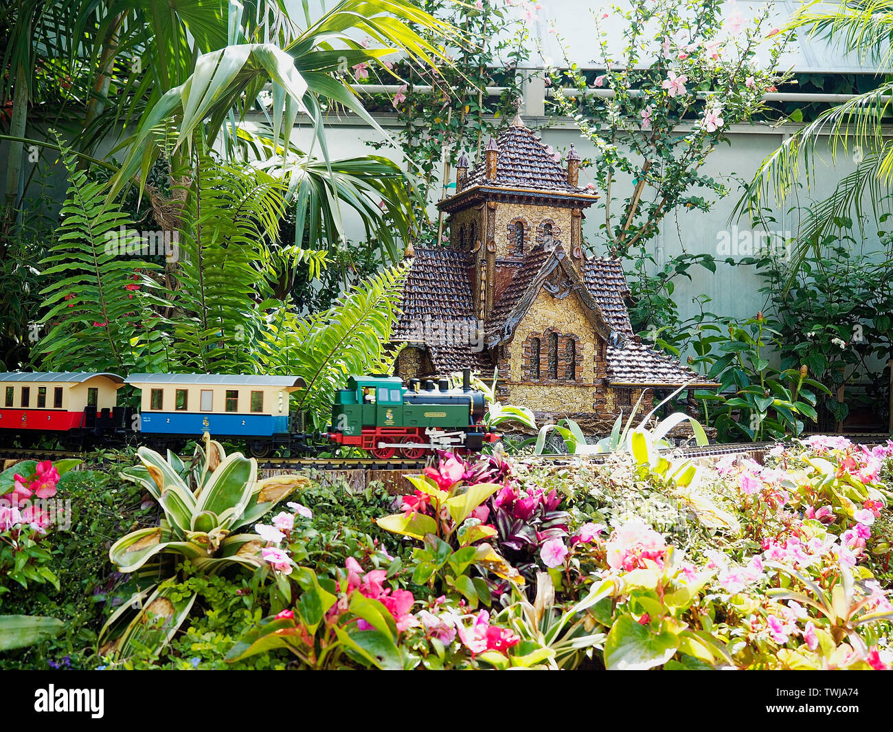 Miniature Train Running Through Garden Conservatory At Biltmore