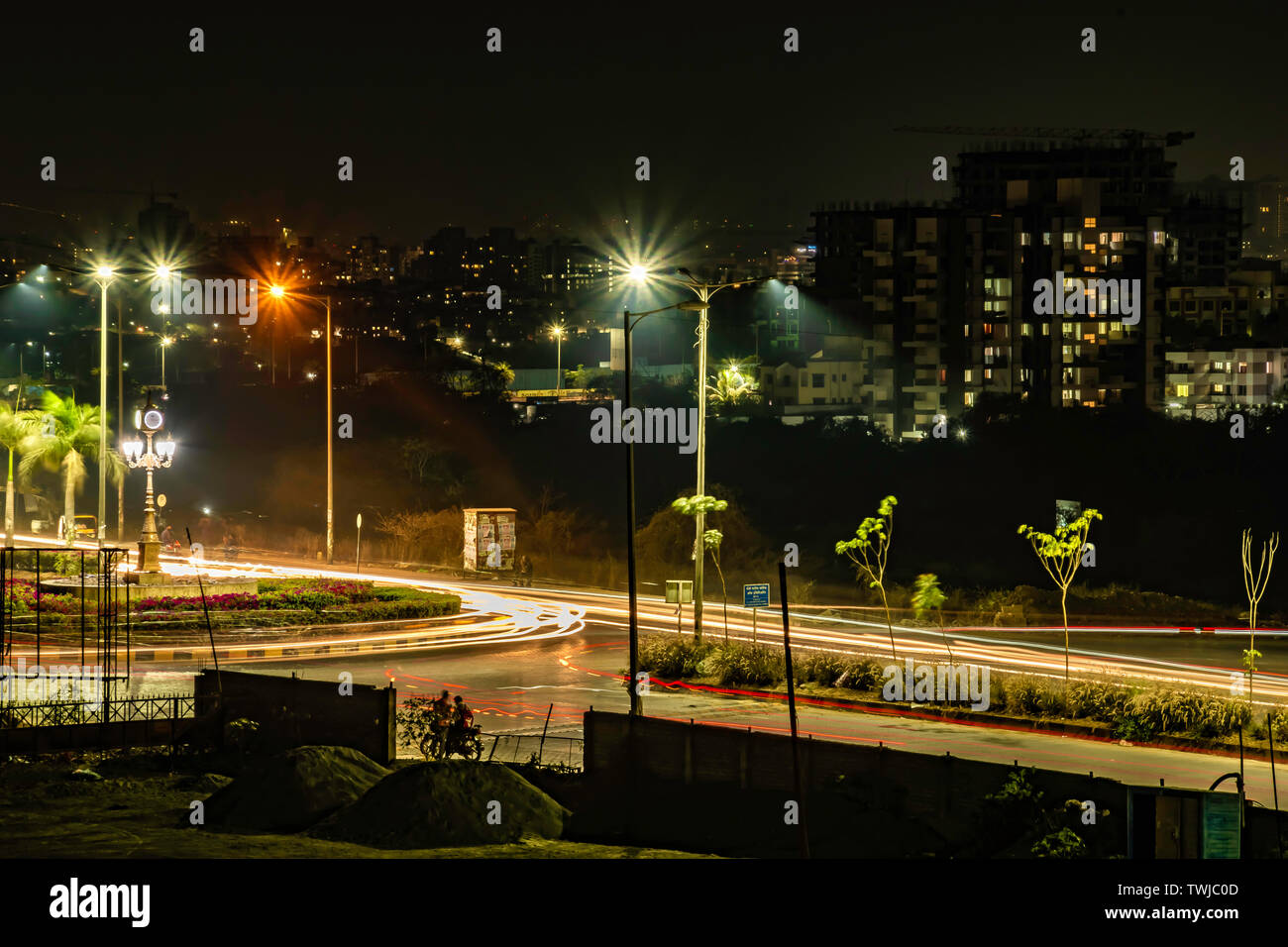 Night cityscape at Pune India. Stock Photo