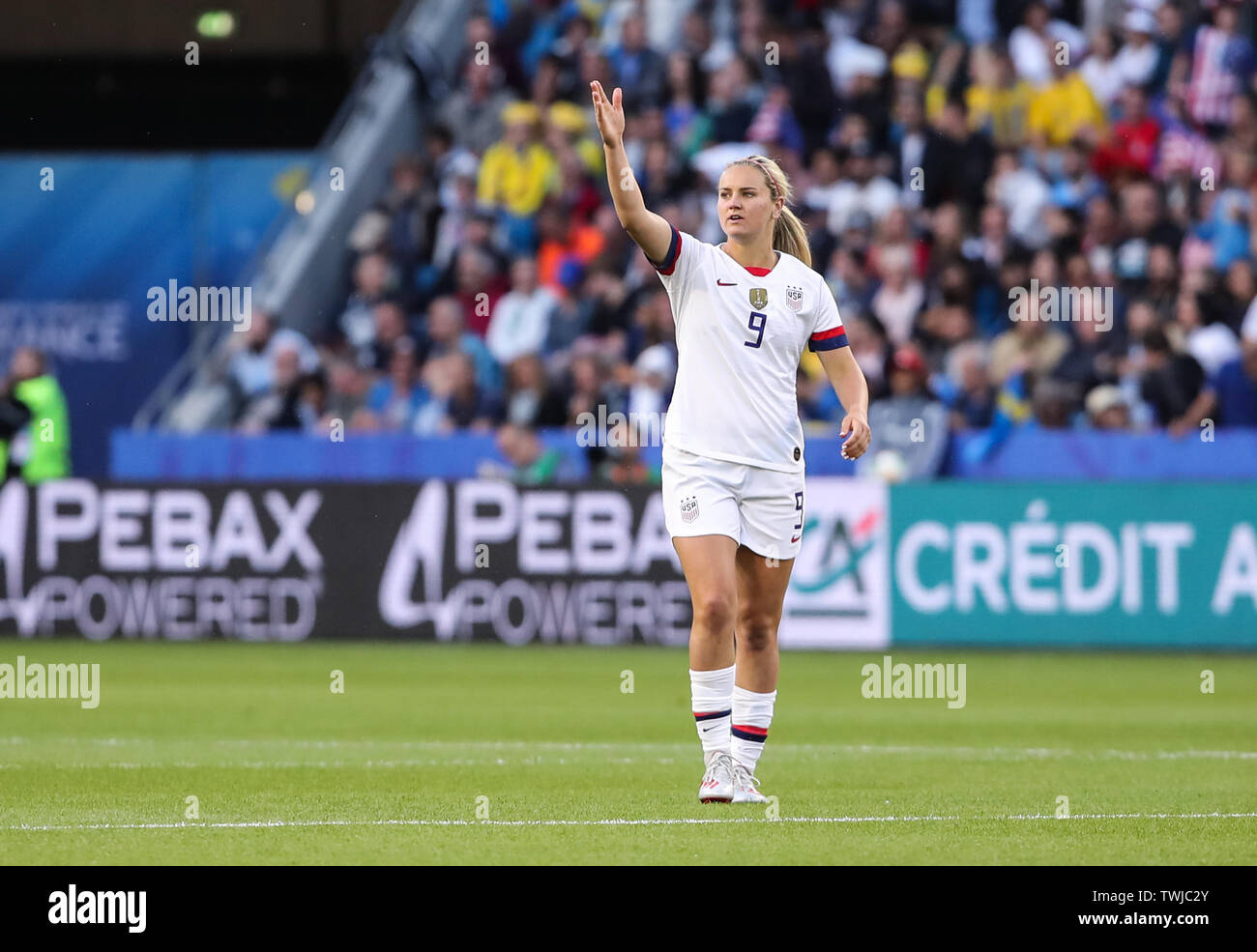 USA's Lindsey Horan (left) and USA's Rose Lavelle celebrate on the pitch  after winning the FIFA Women's World Cup 2019 Stock Photo - Alamy