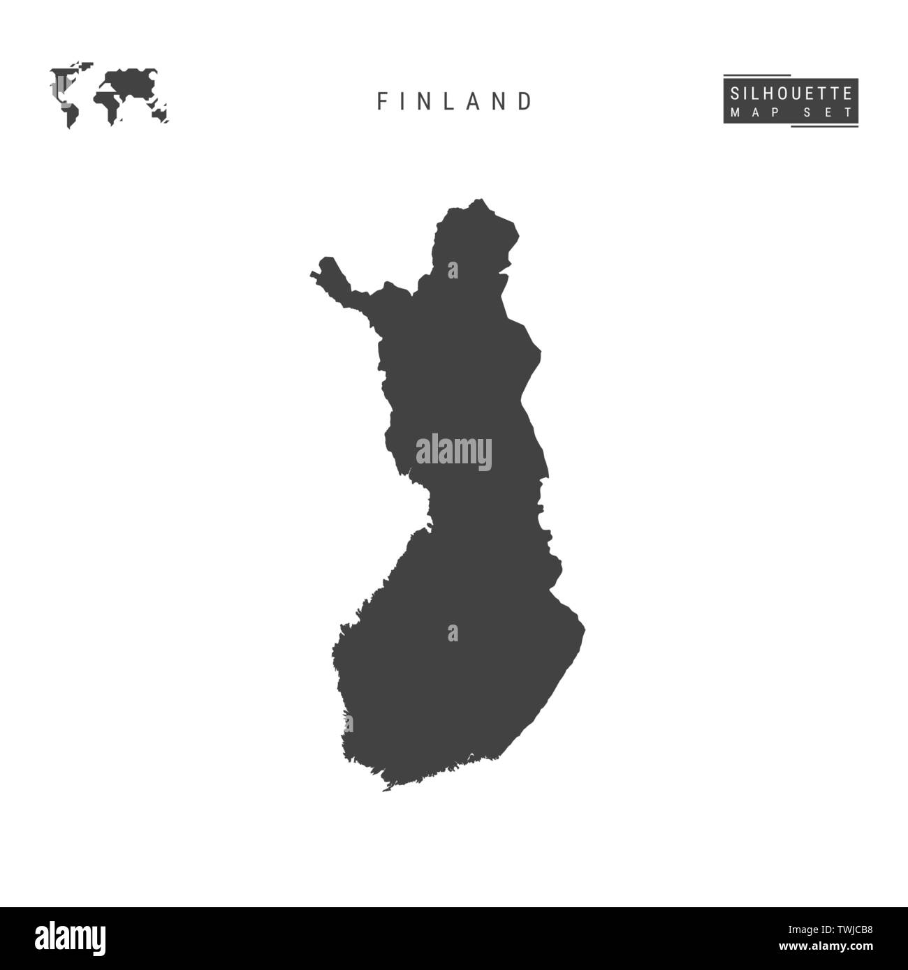 Finland Blank Vector Map Isolated on White Background. High-Detailed Black Silhouette Map of Finland. Stock Vector