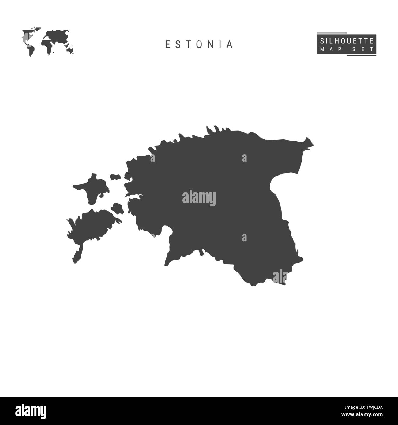 Estonia Blank Vector Map Isolated on White Background. High-Detailed Black Silhouette Map of Estonia. Stock Vector