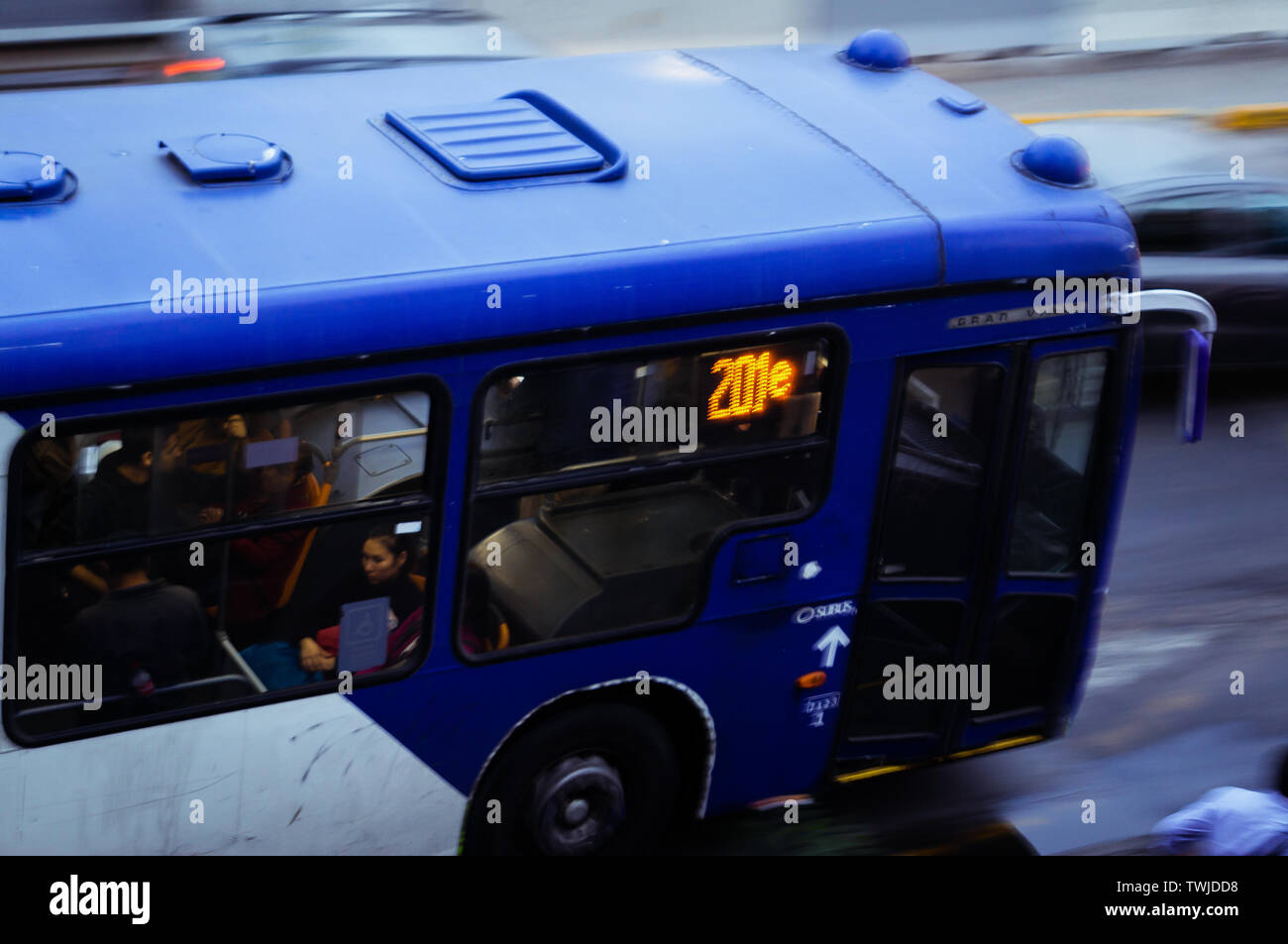 SANTIAGO, CHILE - MAY 2018: Top view of a Transantiago bus Stock Photo