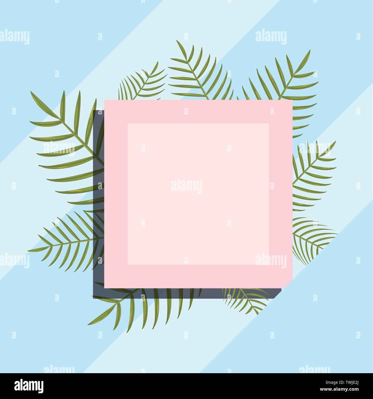 hello summer banner trendy tropical leaves vector illustration Stock ...