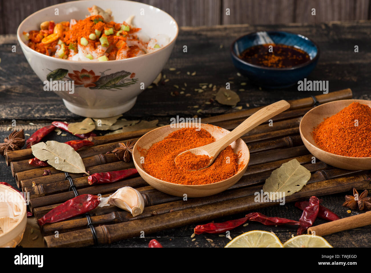 Oil, chili powder Stock Photo Alamy