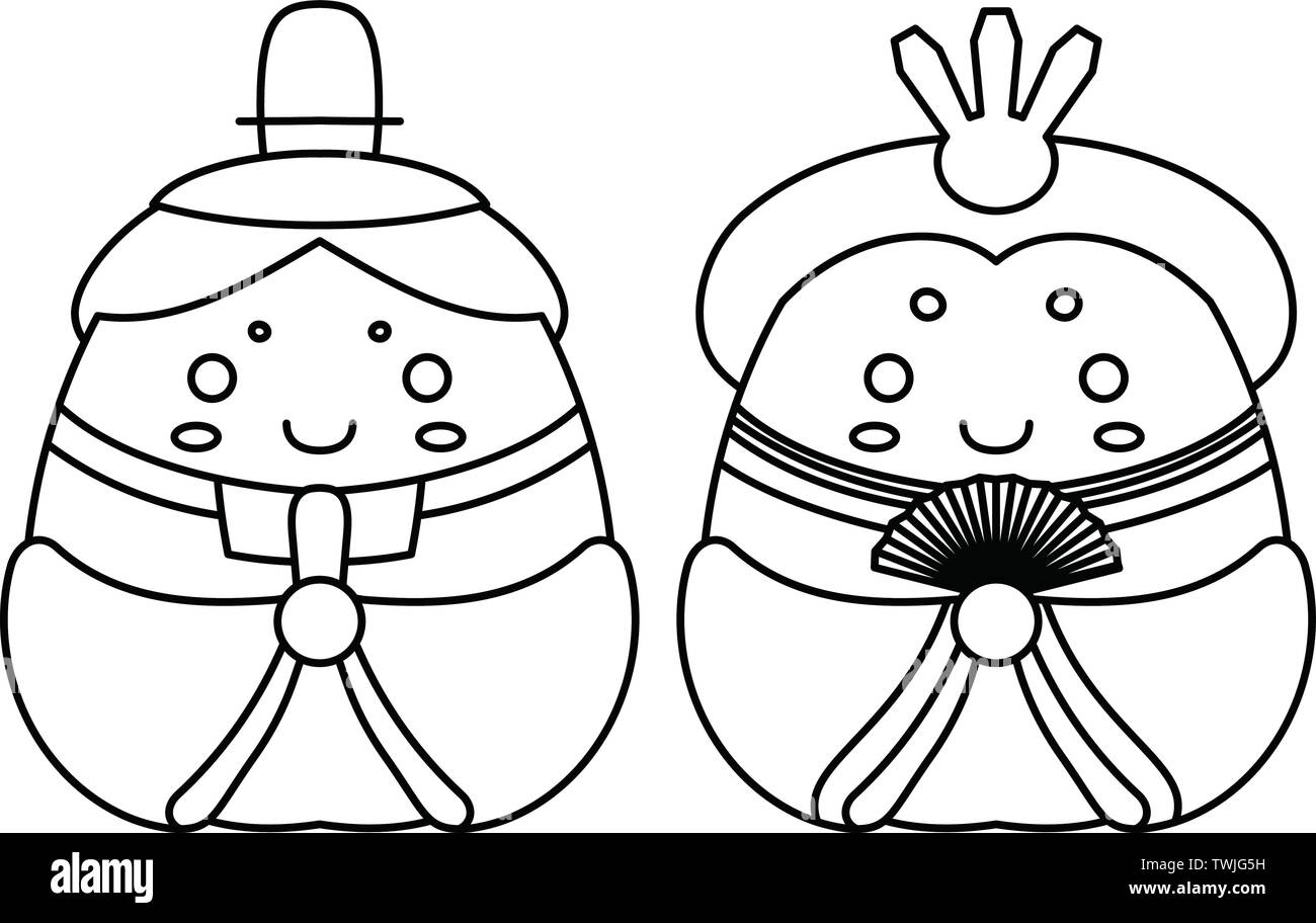 This is dolls used in Japanese festivals called Hinamatsuri. Stock Vector