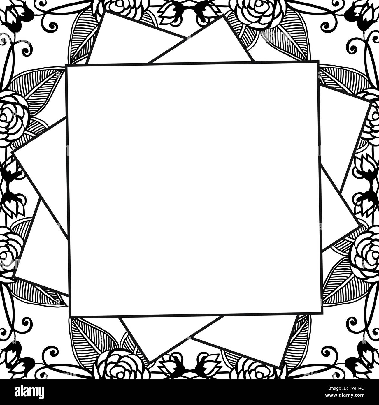 Vector illustration various flower frame for decoration banner hand