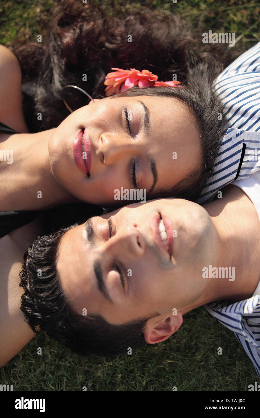 High angle view of a couple