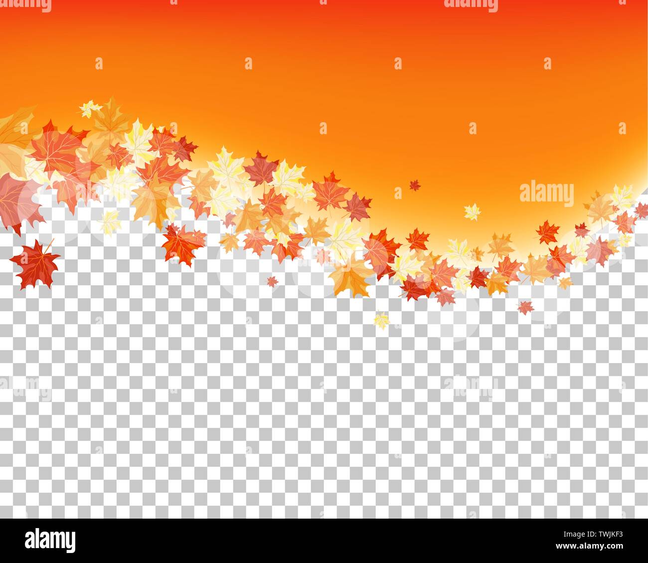Falling maple leaves with transparency grid on back. Vector Illustration. Stock Vector