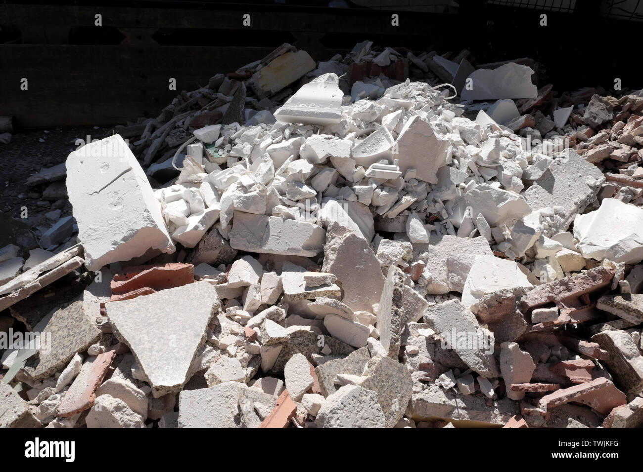 Pile of rubble on a construction site in Porto Portugal Europe EU KATHY DEWITT Stock Photo