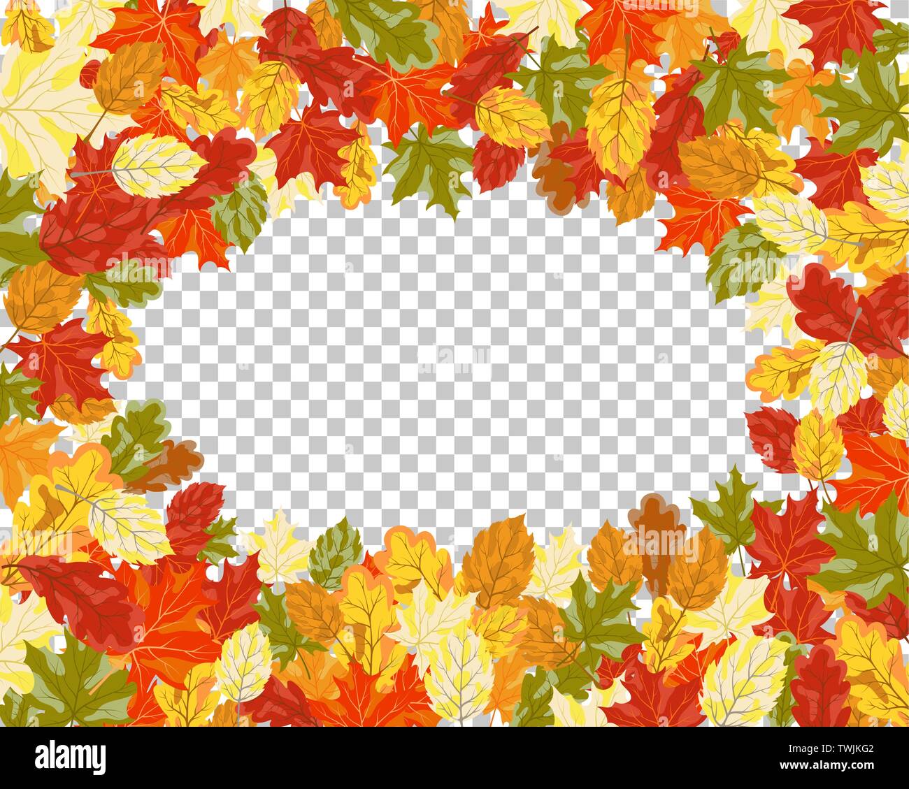Falling maple leaves with transparency grid on back. Vector Illustration. Stock Vector