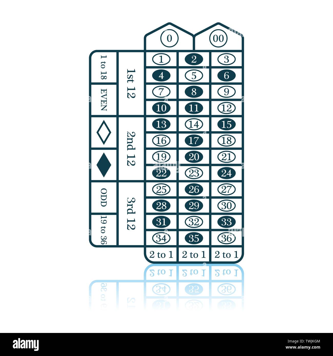 Roulette Table Icon. Shadow Reflection Design. Vector Illustration ...