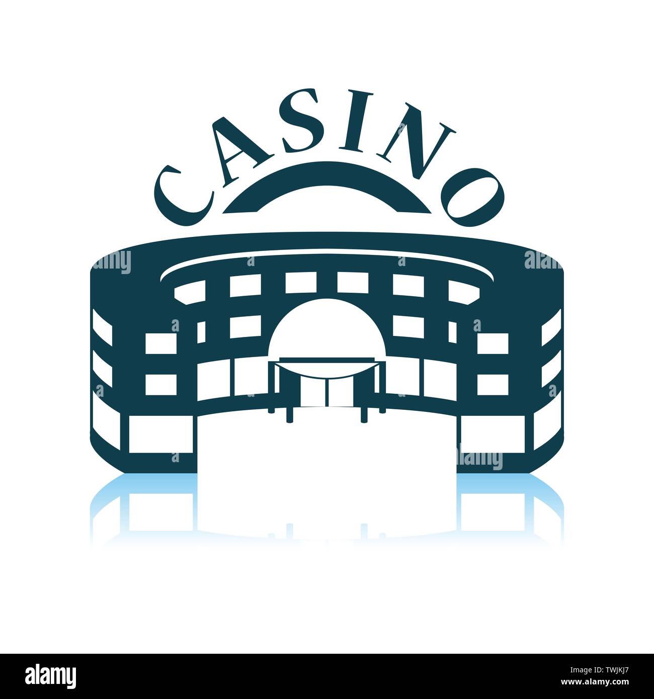 Casino Building Icon. Shadow Reflection Design. Vector Illustration. Stock Vector