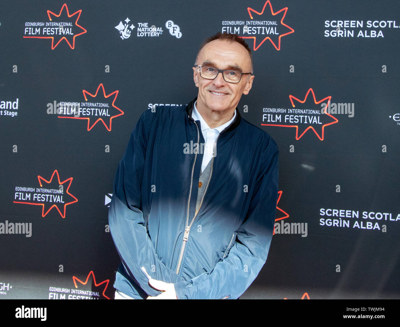 Edinburgh, UK. 20th June, 2019. Director, Danny Boyle, on the red carpet at a photo call for the Scottish film premiere of Yesterday, at Vue Cinema, Omni Centre, Edinburgh, Scotland. 'Himesh Patel stars as struggling singer-songwriter, Jack Malik, who has an accident during a mysterious global blackout, and wakes to a world where the Beatles never existed.' This screening is part of the Best of British strand at the Edinburgh International Film Festival 2019 (EIFF), which runs until June 30. Credit: SOPA Images Limited/Alamy Live News Stock Photo