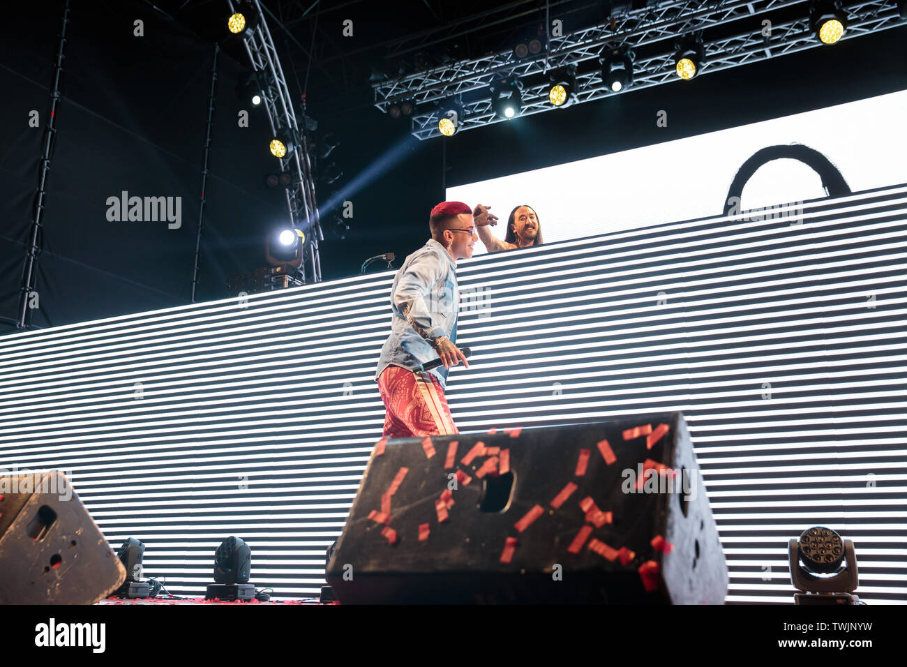 steve aoki performs a djset during the gruvillage festival Stock Photo