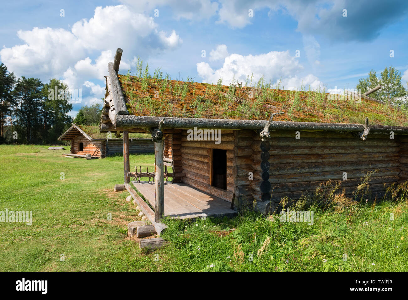 Residential houses of the Slavic village of the tenth century Stock Photo Alamy