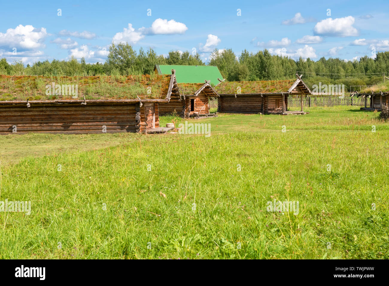 Residential houses of the Slavic village of the tenth century Stock
