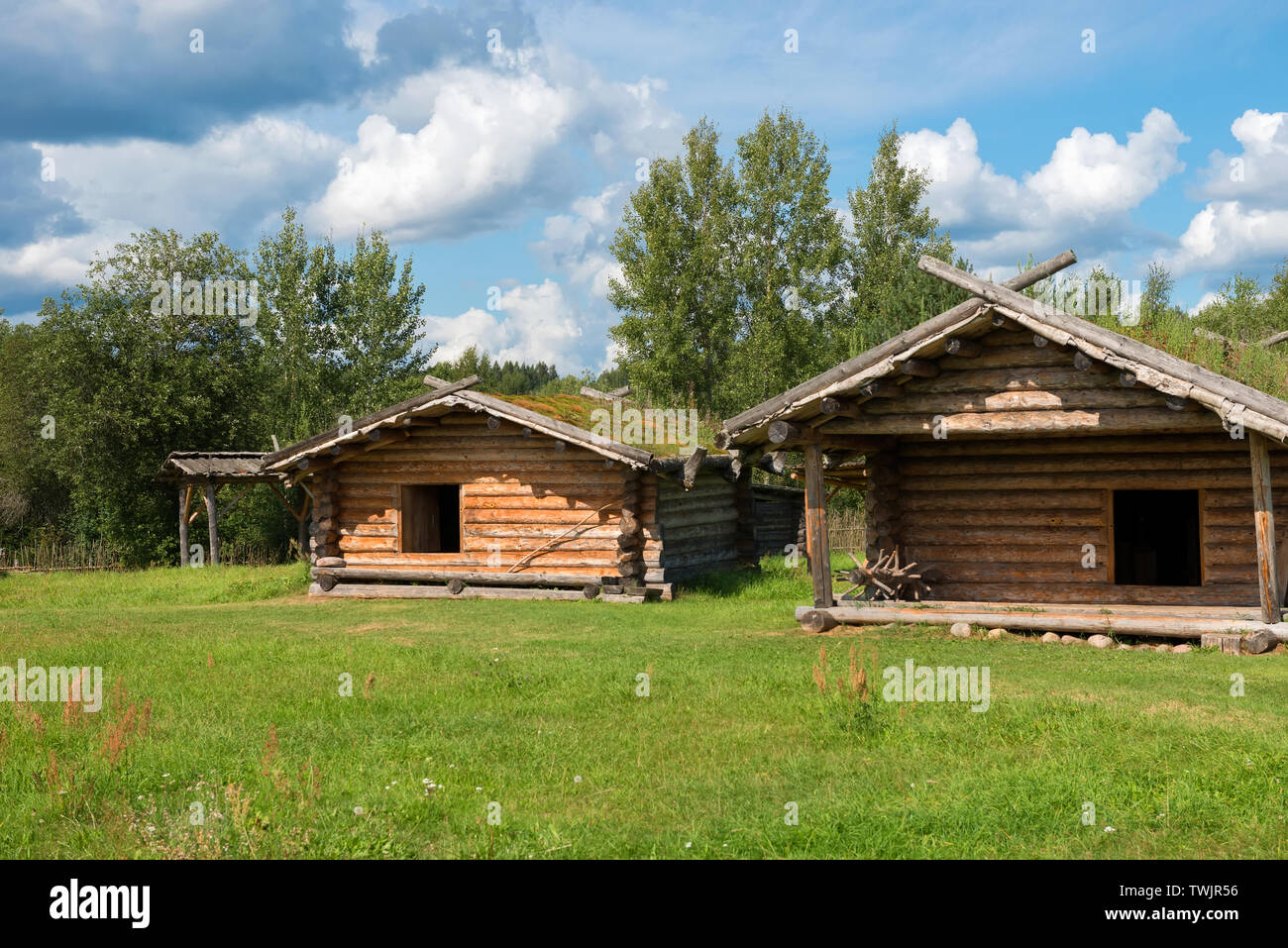 Residential houses of the Slavic village of the tenth century Stock ...