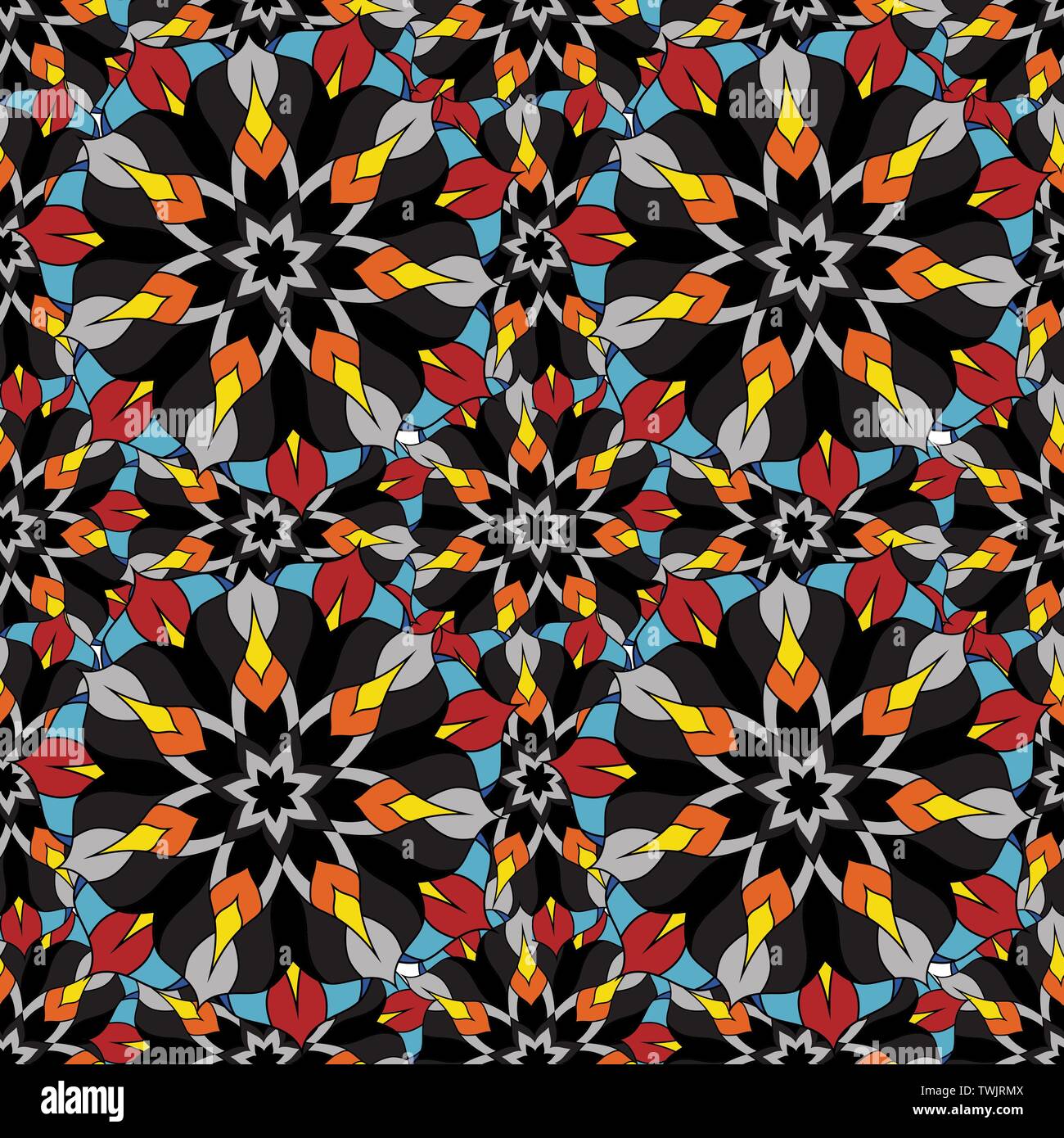 Seamless repeating floral pattern consisting of mandalas Stock Vector ...