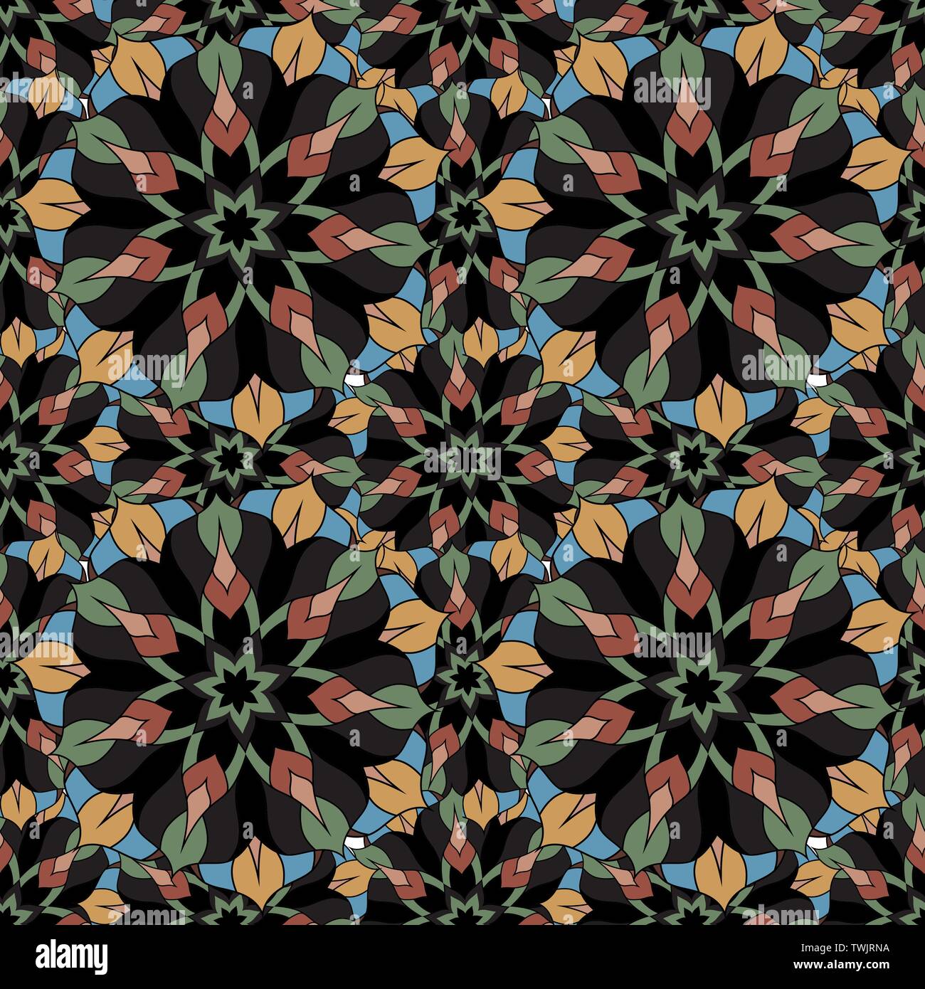 Seamless repeating floral pattern consisting of mandalas Stock Vector ...