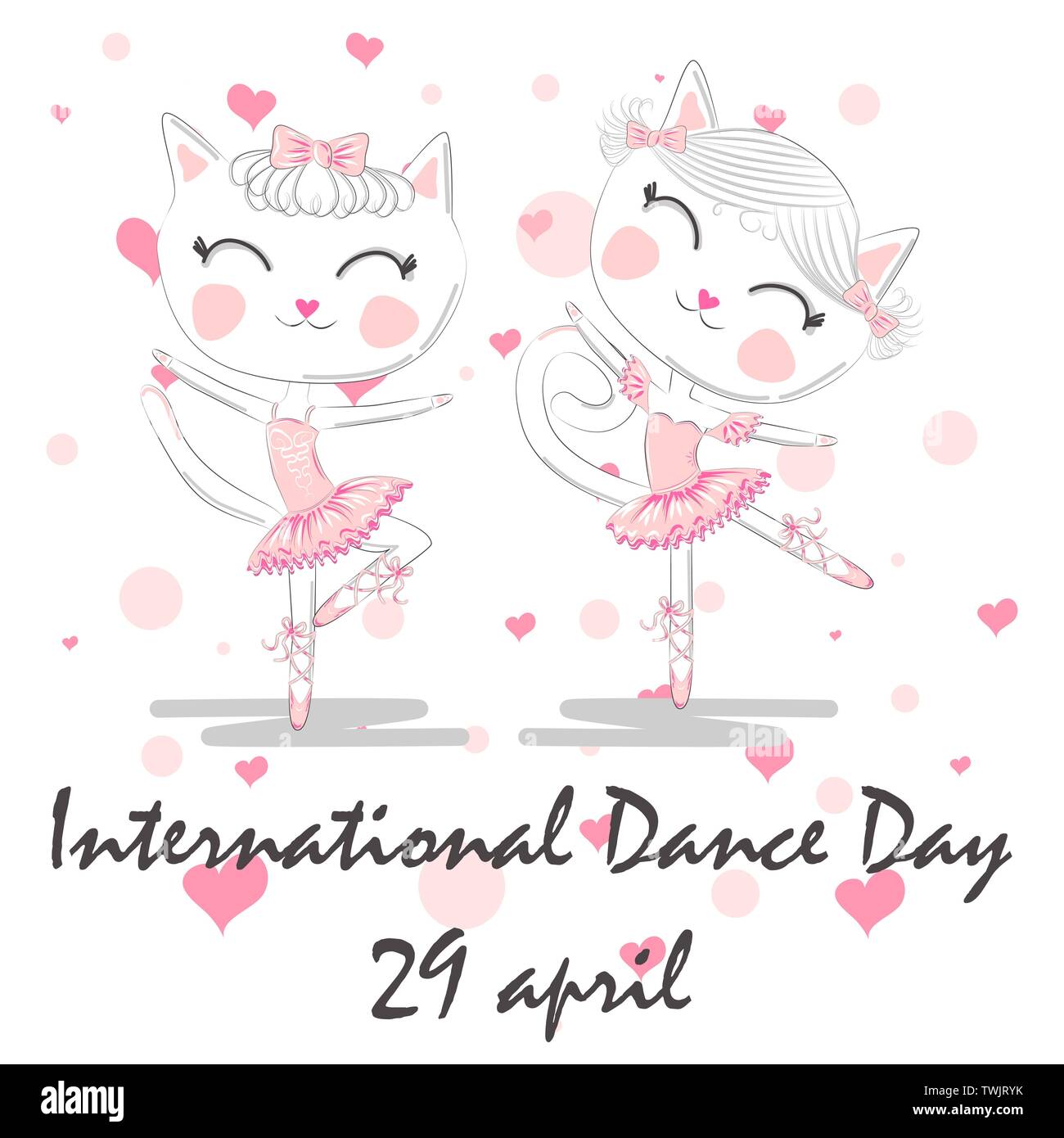 International Dance Day April 29 Design Template Or Greeting Card A Pair Of Cute White Ballerina Cats In Pink Ballet Tutu And Pointe Stock Vector Image Art Alamy