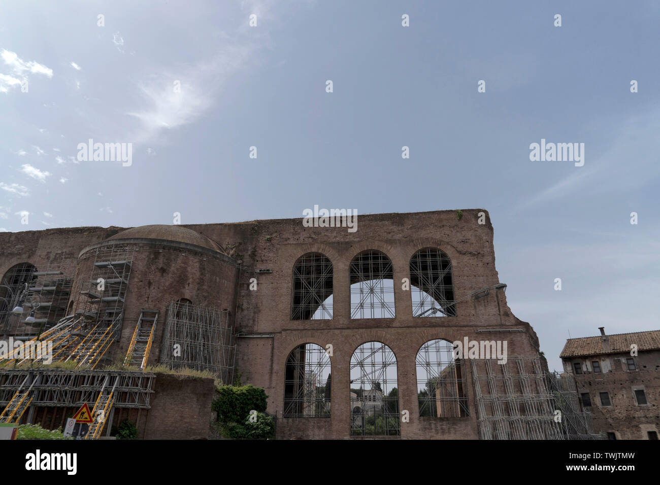 imperial forums in rome restoration maintanance Stock Photo