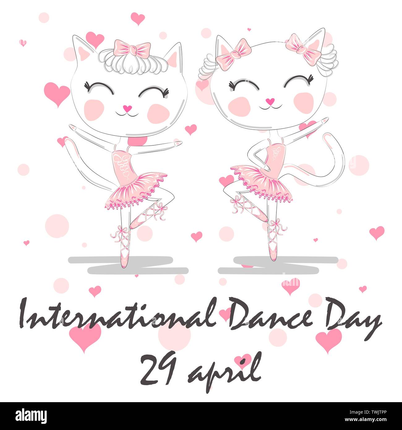 International Dance Day April 29 Design Template Or Greeting Card A Pair Of Cute White Ballerina Cats In Pink Ballet Tutu And Pointe Stock Vector Image Art Alamy