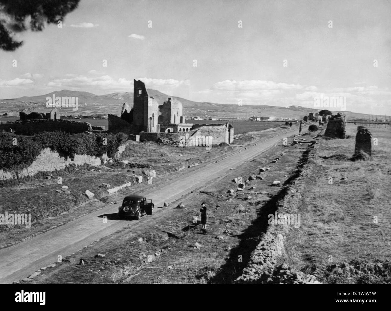 Italy, Lazio, the province of Rome, a section of the Via Appia Antica, 1950 Stock Photo